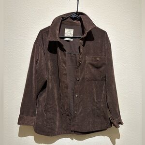 Stoosh Brown Corduroy Button Down Shirt Jacket - SMALL